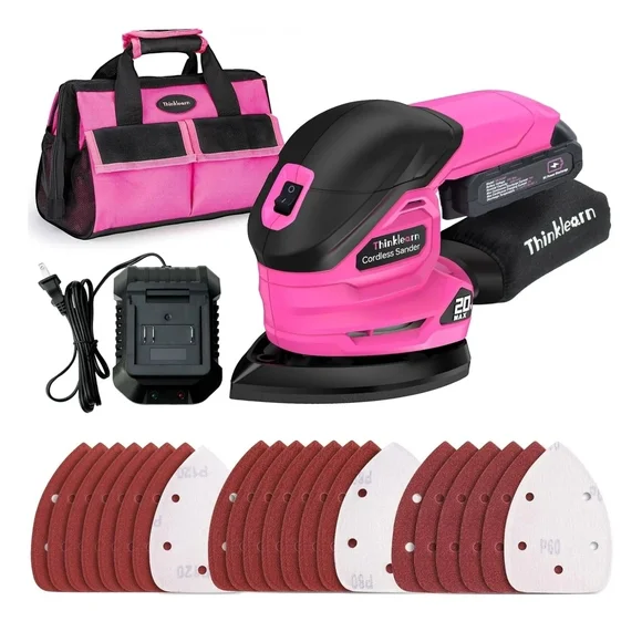 Cordless Detail Sander 20V Electric With 22Pcs Sandpapers 12000 Hot Pink New!! - Picture 1 of 6